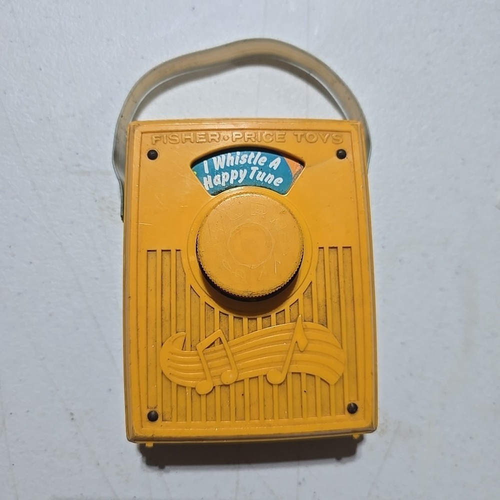 1977 Fisher Price Music‎ Box Pocket Radio, " I Whistle A Happy Tune "used,rare